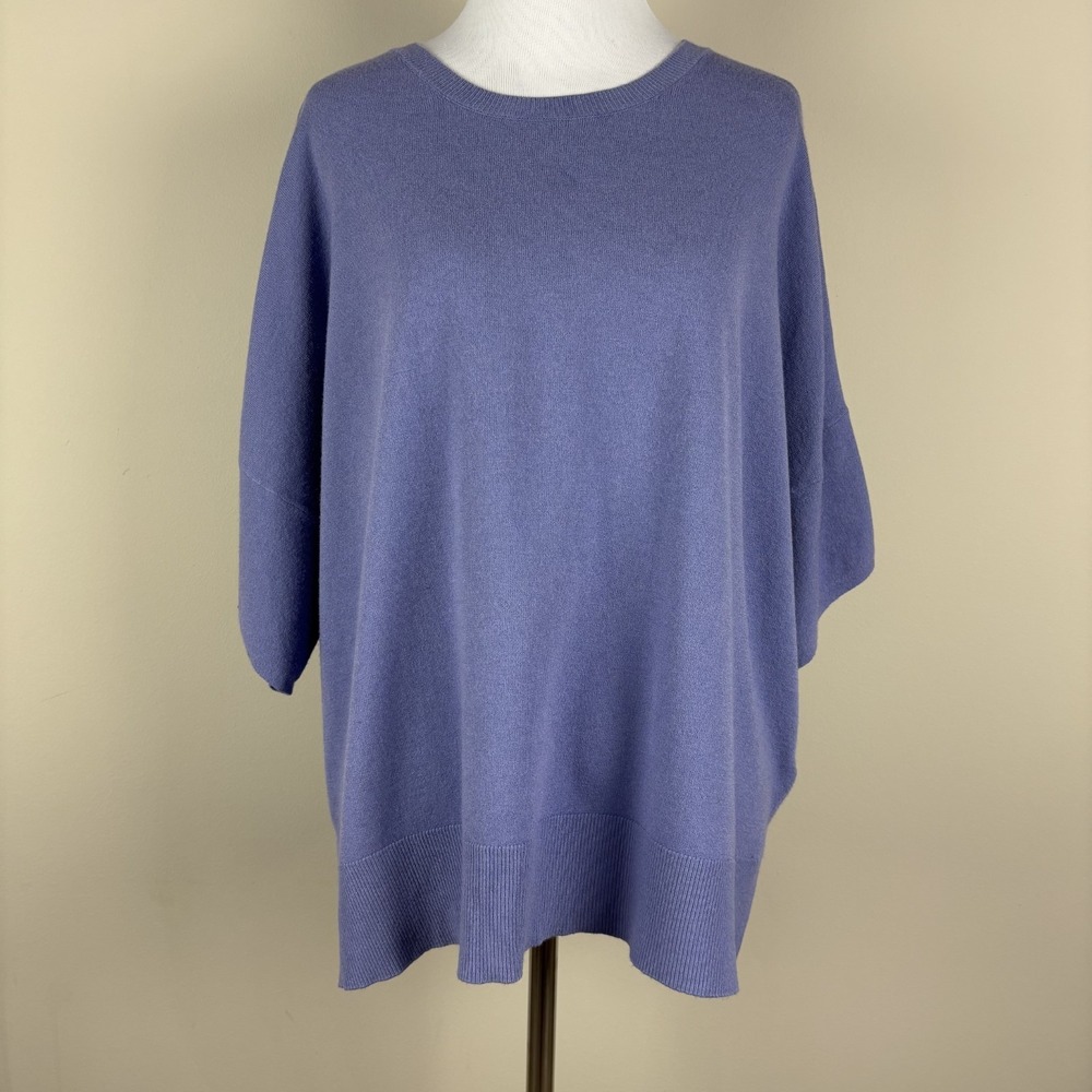 Splendid‎ Oversized Top Womens XL Purple Knit Half Sleeve Crewneck Relaxed Fit